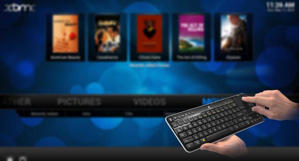 XBMC avec clavier muni d'un trackpad